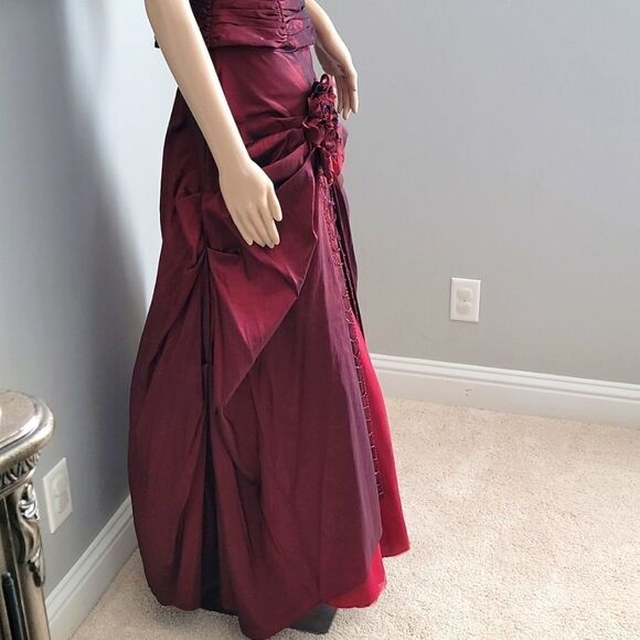 Burgendy red taffeta evening dress 2 piece fits size 6-8 ❤ - Picture 6 of 16